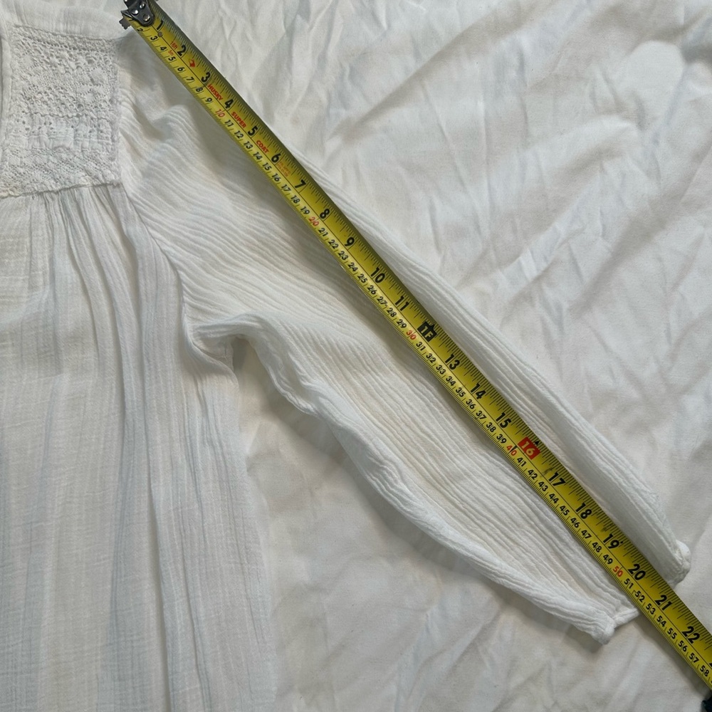 Current/Elliott White Boho Peasant Picnic Blouse Top Women’s Small Gauze Lace - Picture 13 of 13